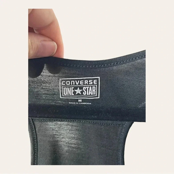 0006. Converse ONE STAR TANK TOP SHEER LAYER ON TOP BLACK SIZE MEDIUM - Picture 4 of 9